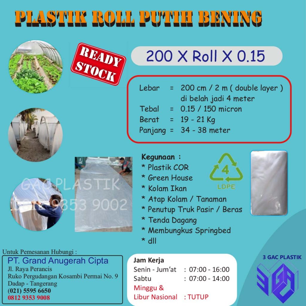 plastik cor putih bening