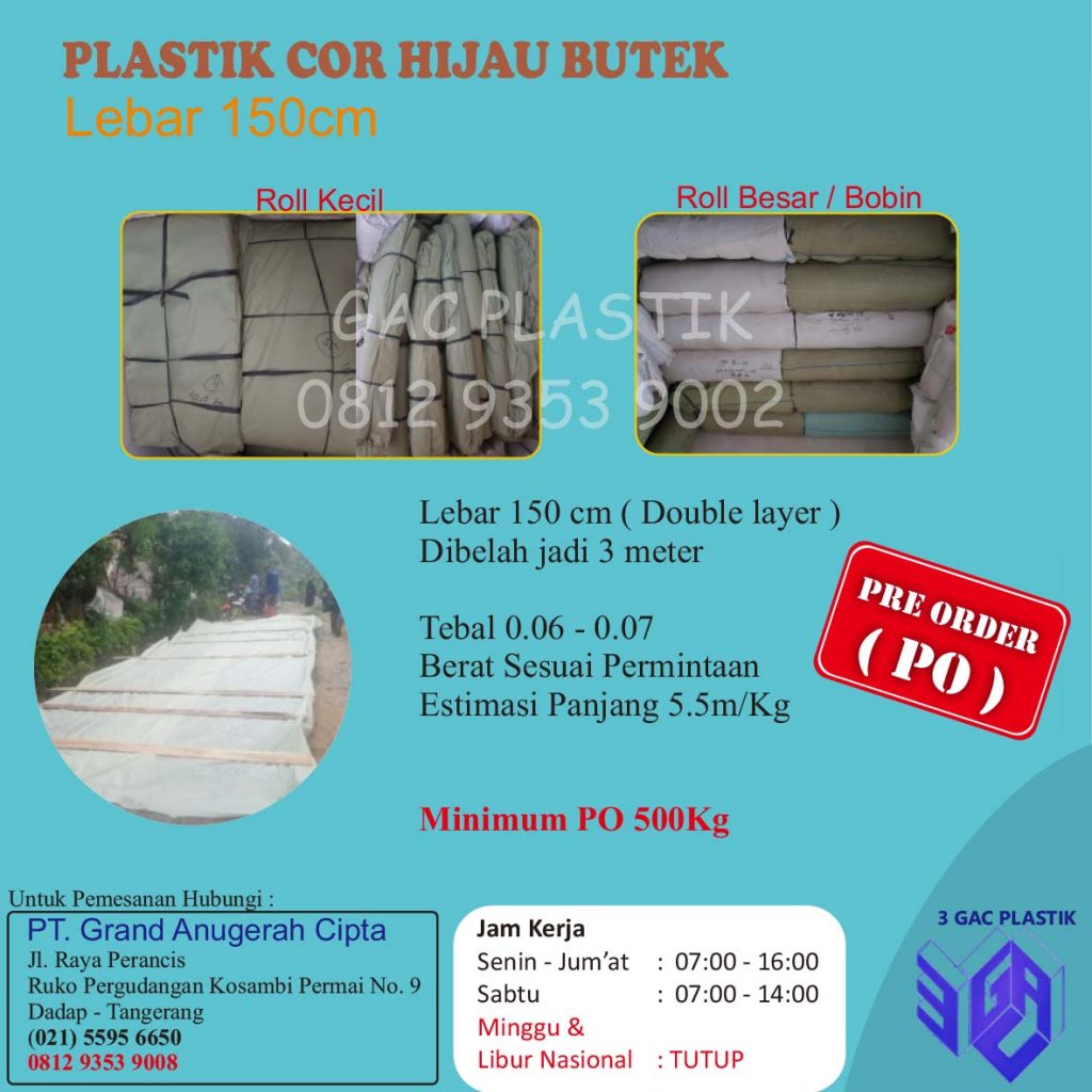 plastik cor hijau 150cm